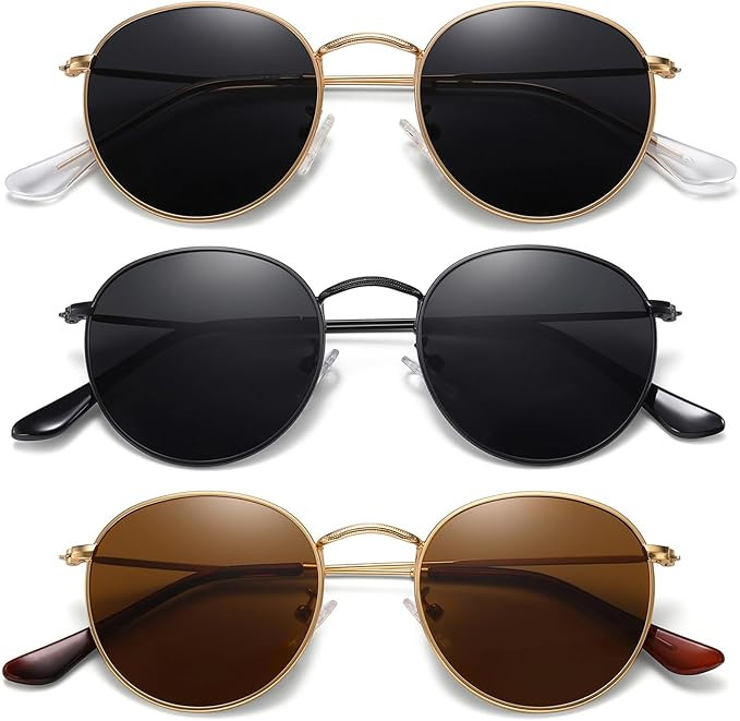 MEETSUN Round Polarized Sunglasses for Women Men Classic Retro Metal Frame Sun Glasses UV Protect... | Amazon (US)