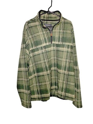 John Wayne Stock &amp; Supply Green Plaid 1/4 Zip Fleece Pullover Sweater Men XXL  | eBay | eBay US