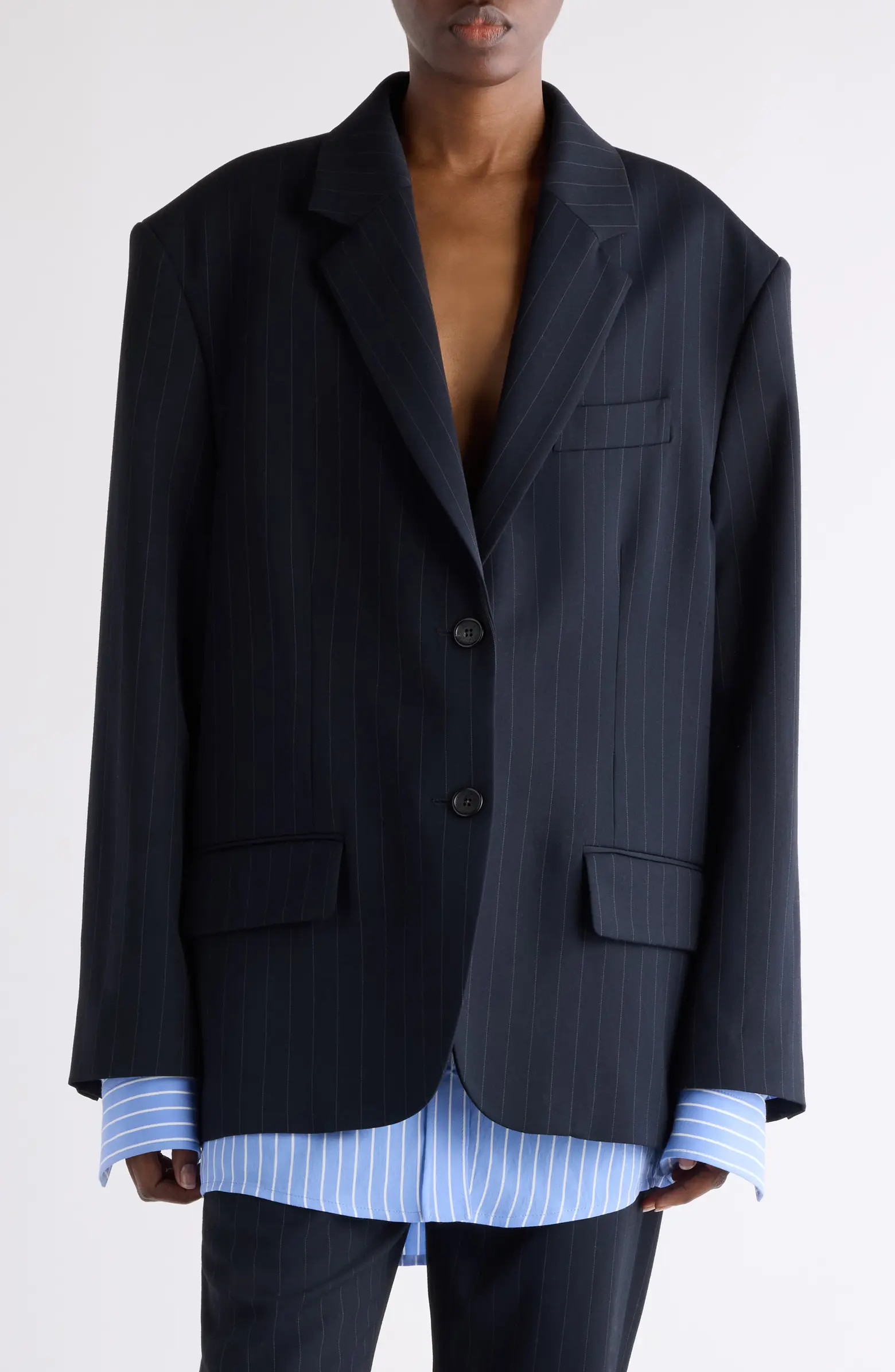 Julaga Layered Fluid Pinstripe Blazer | Nordstrom