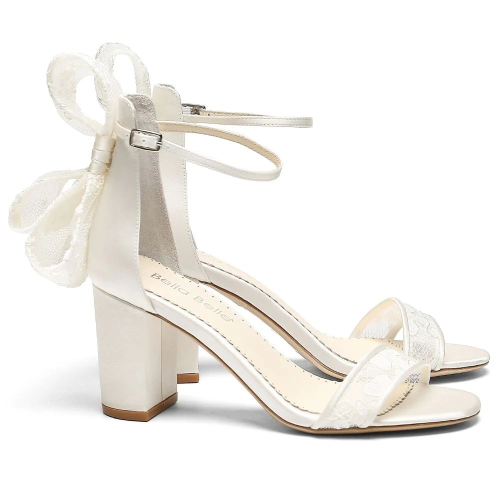 Lace Bow Block Heel | Bella Belle Shoes