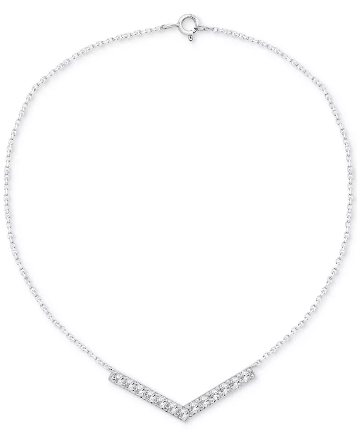Diamond Chevron 18" Statement Necklace (1/10 ct. t.w.) in Sterling Silver | Macys (US)