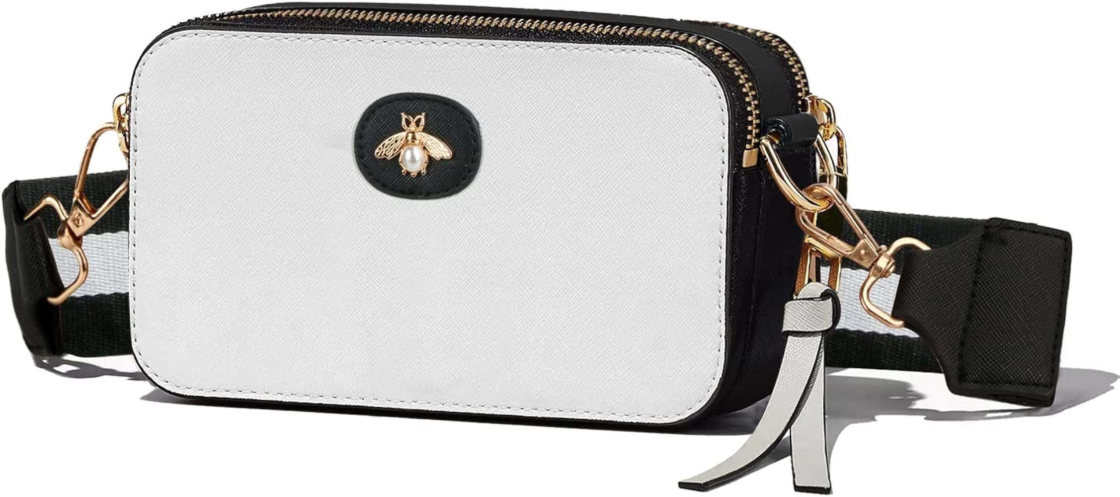 Ophlid Bee Purse Camera Crossbody Bags for Women Trendy Small Snapshot Bag Wide Strap Leather Sho... | Amazon (US)