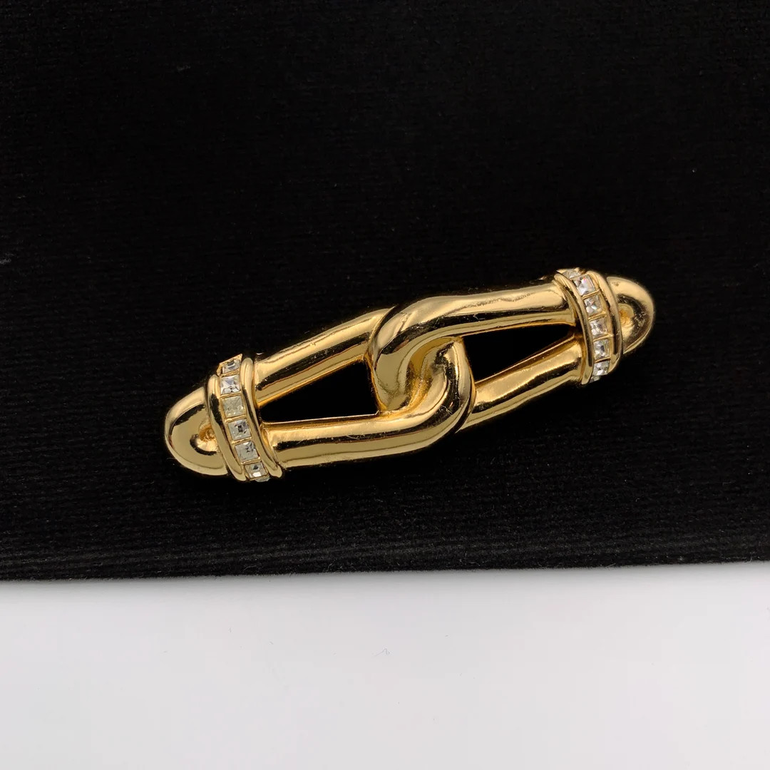 CHRISTIAN DIOR Vintage Gold Plated With Crystal Brooch - Etsy | Etsy (US)