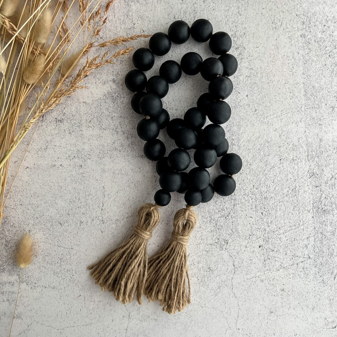 Large Black Wood Bead Garland, Wooden Bead Garland, for Tiered Tray Decor Shelf Decor Coffee Tabl... | Etsy (US)