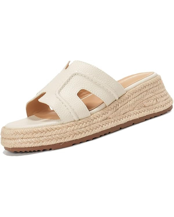 Womens Platform Espadrille Sandals Fashion Slip On Raffia Wedge Boho Open Toe Slide Sandals for V... | Amazon (CA)