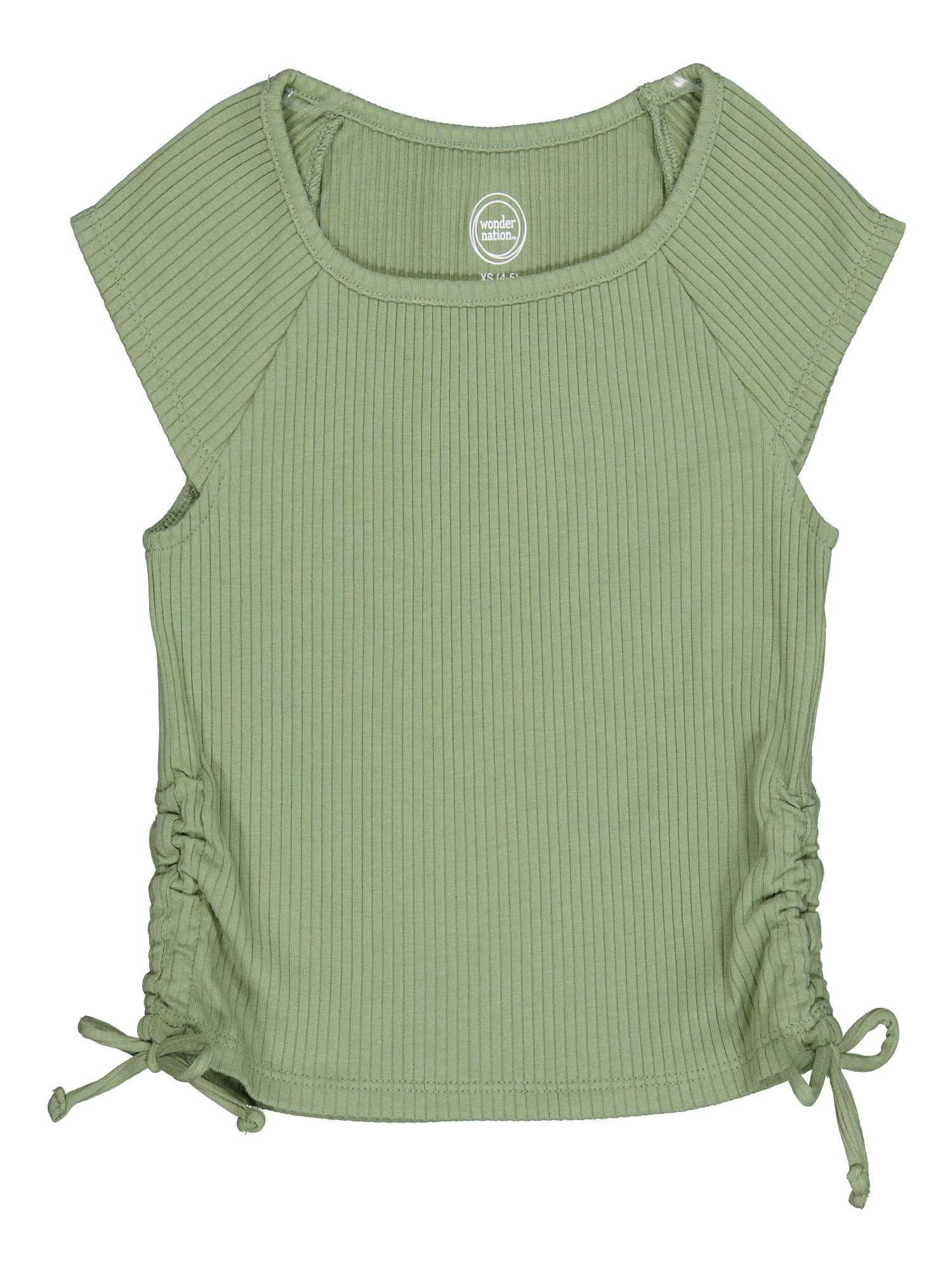 Wonder Nation Girls Short Sleeve Side Tie T-Shirt, Sizes 4-18 & Plus | Walmart (US)