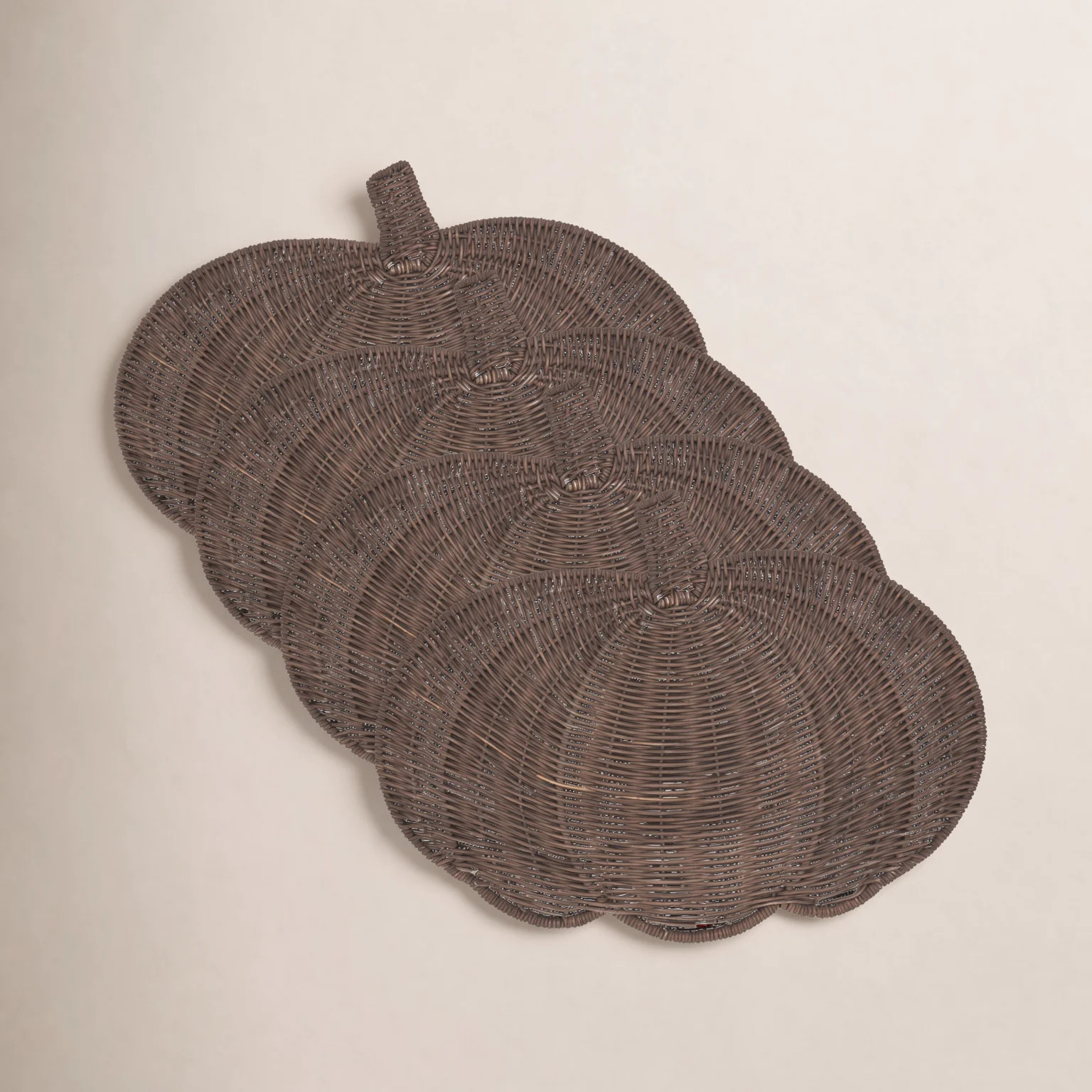Fall Harvest Rattan Pumpkin Placemat (Set of 4) (Set of 4) | Birch Lane