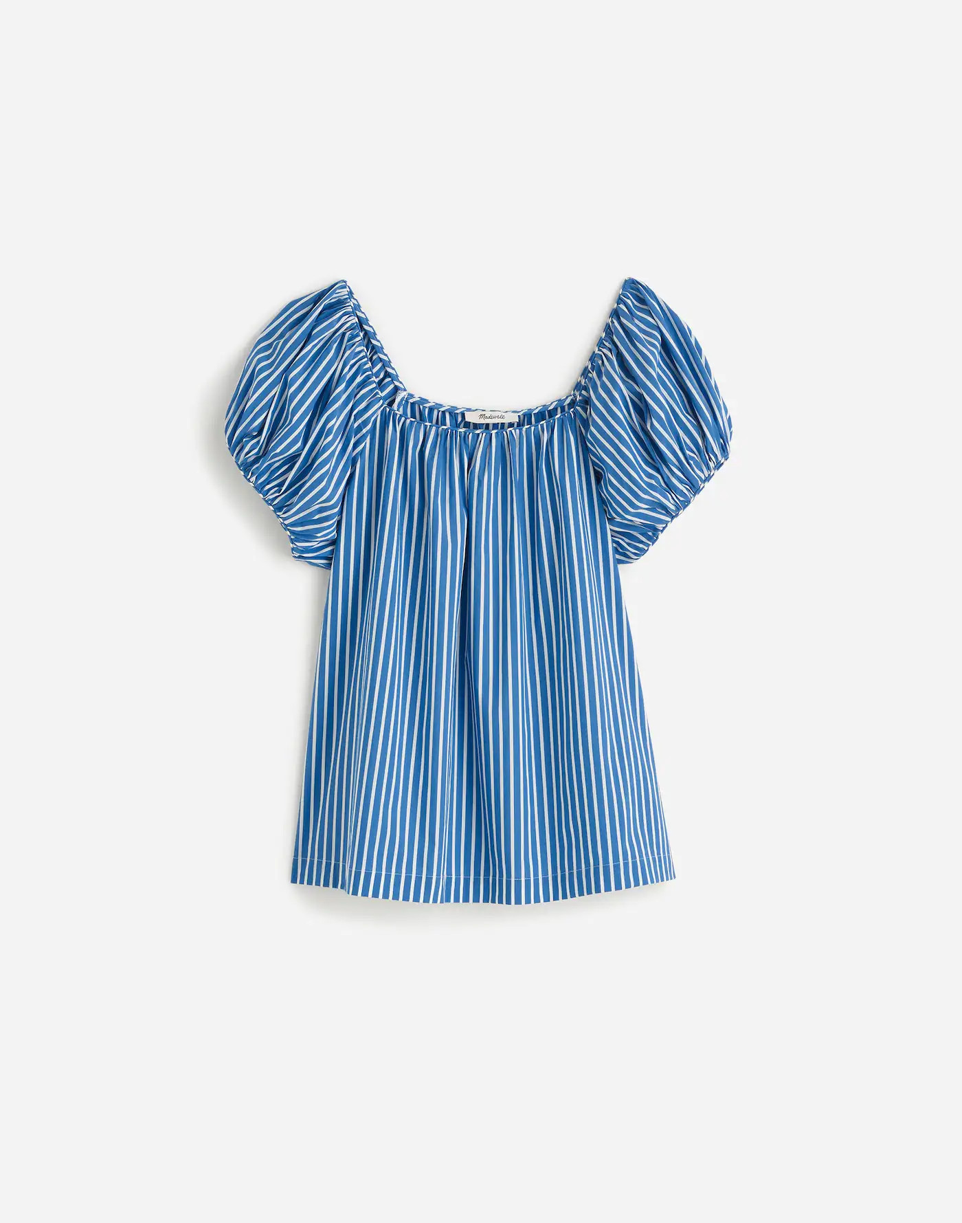 Square-Neck Puff-Sleeve Shirt in Stripe | Madewell | Madewell