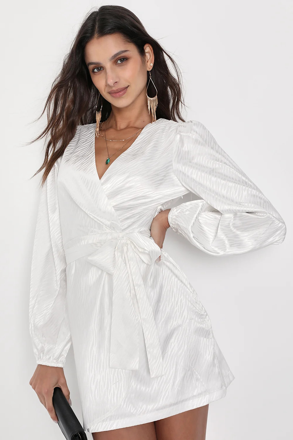 Wild for Love White Zebra Print Faux Wrap Mini Dress | Lulus