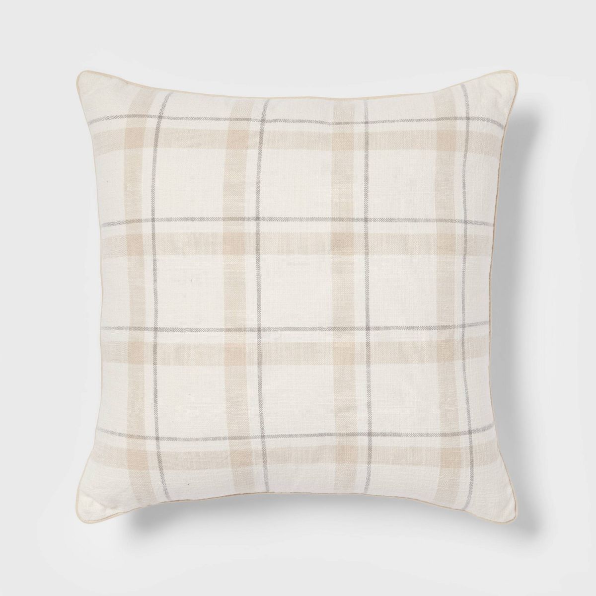 Woven Striped with Plaid Reverse Square Throw Pillow Neutral - Threshold™ | Target