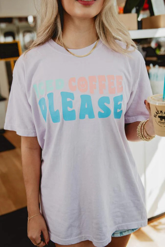 Iced Coffee Please Cute Funny Graphic Tee | Katydid.com