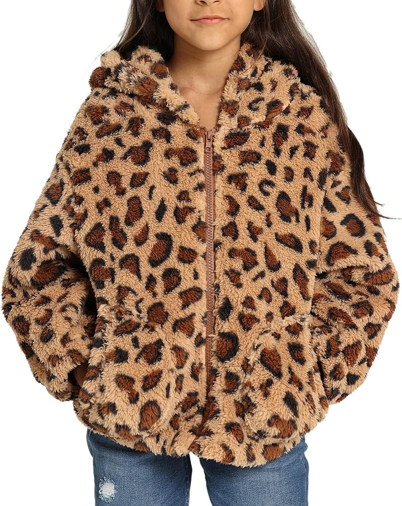 GRACE KARIN Girls Fleece Jacket Zip Up Sherpa Coat Kids Fall Hoodie Fuzzy Sweatshirt Size 5-14 | Amazon (US)
