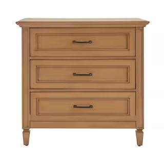 Bonawick Patina Wood 3-Drawer Nightstand (30 in. H x 32 in. W x 19 in. D) | The Home Depot