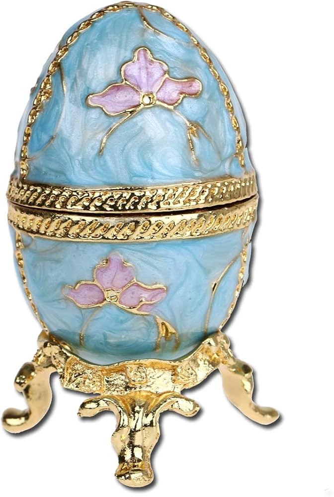 YU FENG Faberge Egg Trinket Box Hinged Jewelry Box Ring Holder Collectible Figurine Crystals | Amazon (US)
