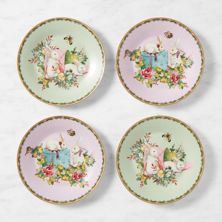 Famille Rose Bunny Salad Plates, Set of 4 | Williams-Sonoma