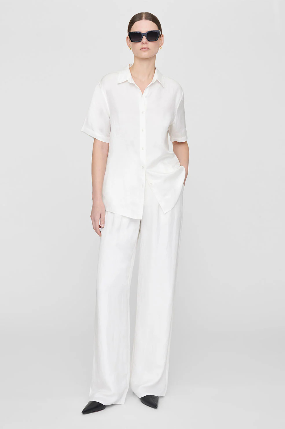 ANINE BING Carrie Pant in White Linen Blend | Anine Bing