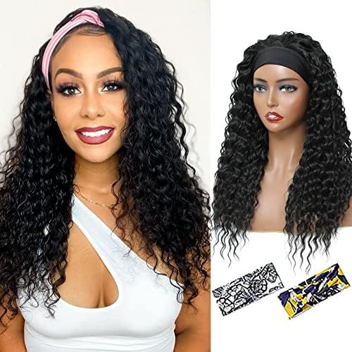 Headband Wig Curly, Deep Wave Headband Wigs for Black Women, Wet and Wavy Synthetic Ombre Colored... | Amazon (US)