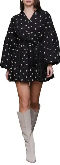 Avec Les Filles Embroidered Long Sleeve Babydoll Mini Shirtdress | Nordstrom | Nordstrom