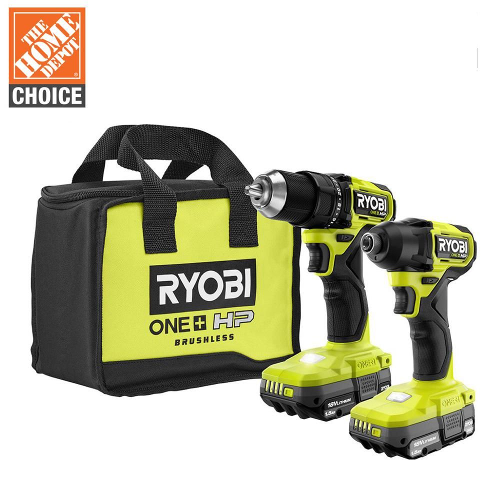 RYOBI ONE+ HP 18V Brushless Cordless Compact 1/2 in. Drill and Impact Driver Kit with (2) 1.5 Ah ... | The Home Depot