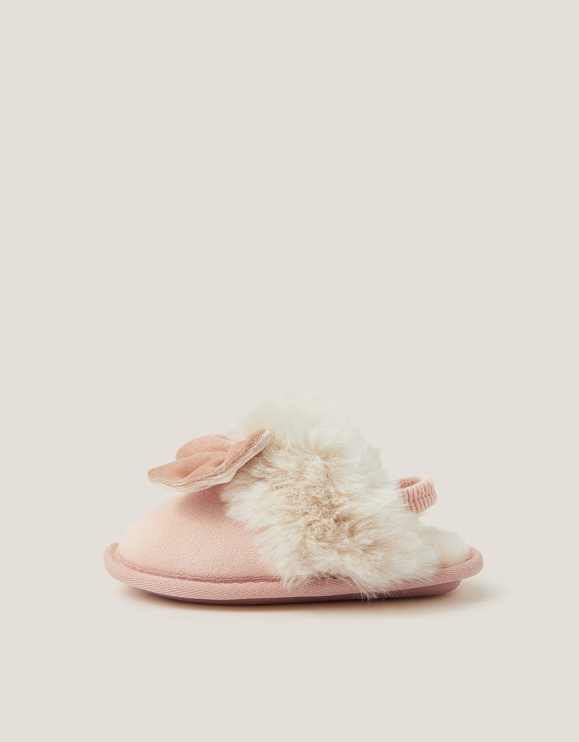 Velvet Bow Slippers Pink | Monsoon (UK)
