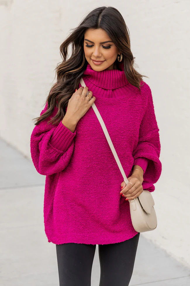 Haven't You Heard Fuchsia Turtleneck Sweater | Pink Lily