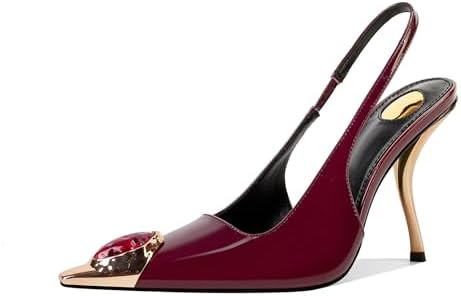 Rhinestones Slingback Kitten Heels Pointed Closed Toe Pumps for Women, Stiletto 4Inch High Heeled... | Amazon (CA)