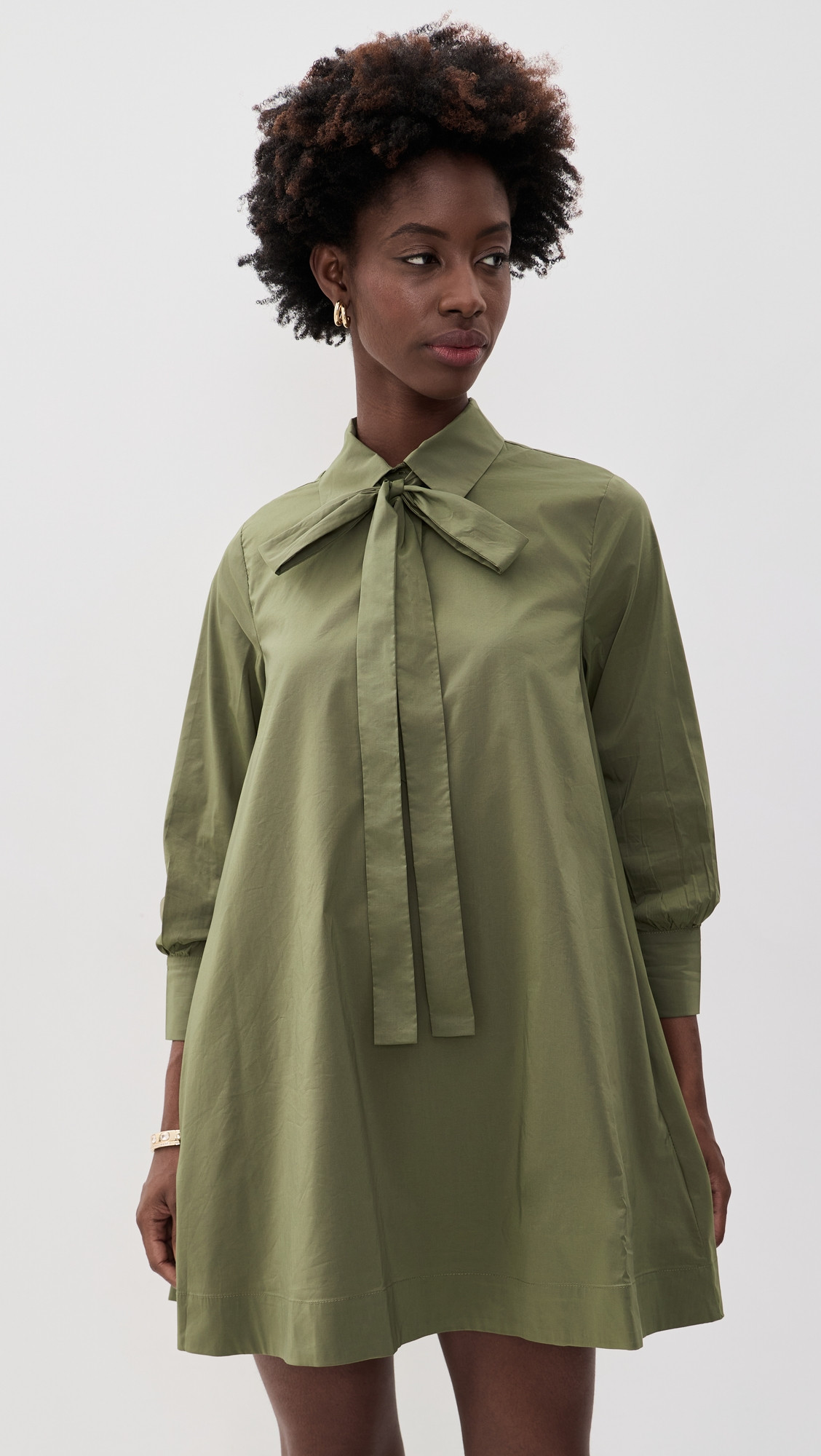 English Factory Bow Shirt Dress Olive XS | Shopbop