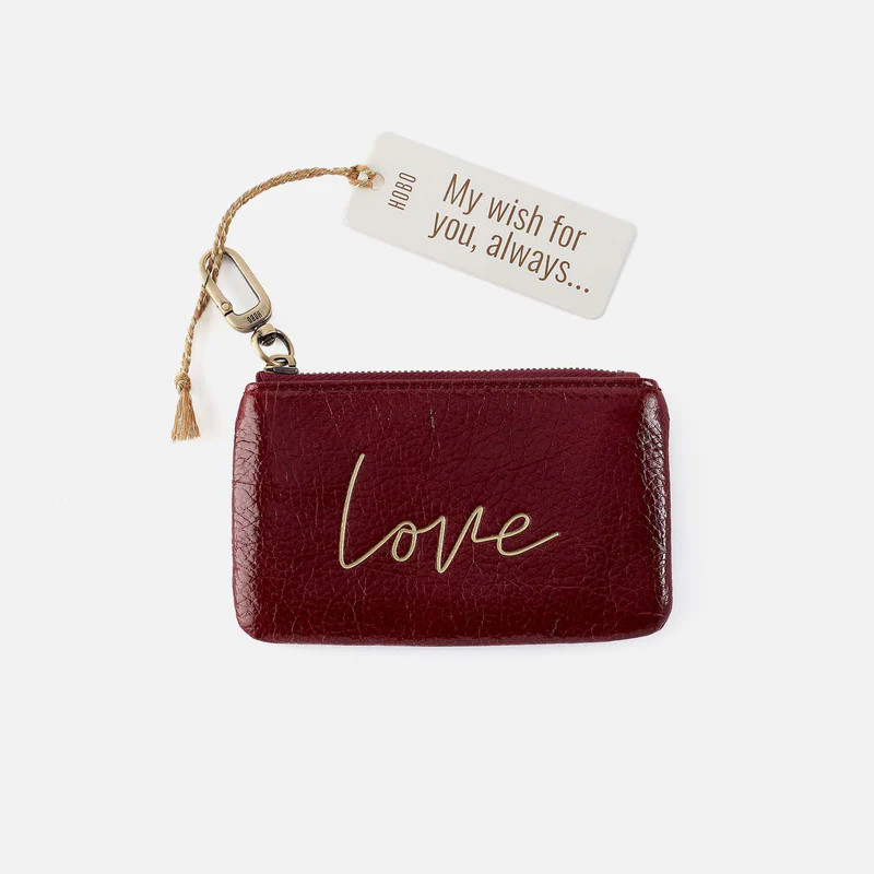 Sentiment Pouch in Aniline Gloss Leather - Garnet Gloss | HOBO Bags