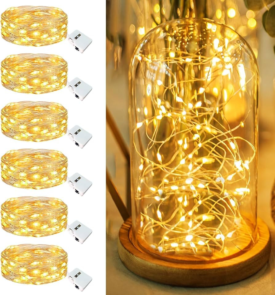 6 Pack Fairy Lights Battery Operated - 7ft 20 Led Twinkle Lights 3 Modes, Bulk Mini String Lights... | Amazon (US)