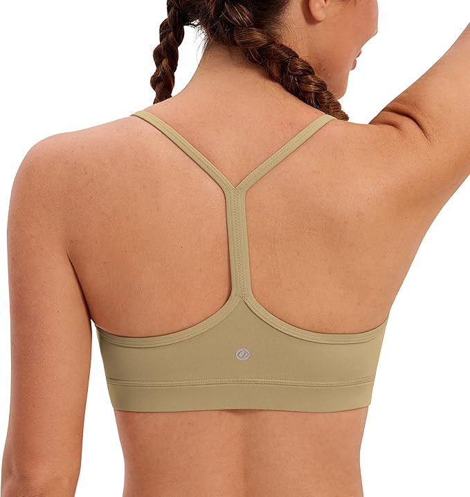 CRZ YOGA Butterluxe Womens Y Back Sports Bra - Padded Racerback Low Impact Spaghetti Thin Strap W... | Amazon (US)