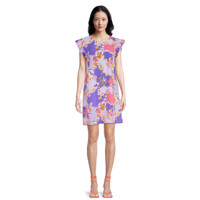Nine.Eight Women's Print Flounce Sleeve Dress | Walmart (US)