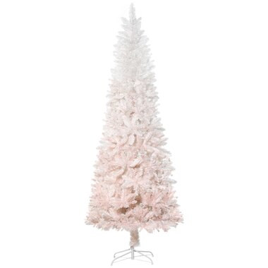 6FT Pencil Artificial Christmas Tree, Pink and White | Indigo (CA)