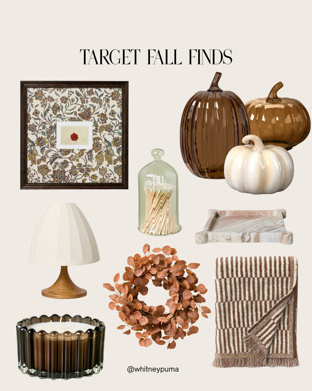 Target Fall Must Haves | lamp | home decor | throw blanket | fall wreath | fall candle | artwork | pumpkins | glass pumpkin decor | match set 

 #LTKSeasonal #LTKHome