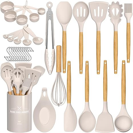 Umite Chef Kitchen Cooking Utensils Set, 33 pcs Non-Stick Silicone Cooking Kitchen Utensils Spatu... | Amazon (US)