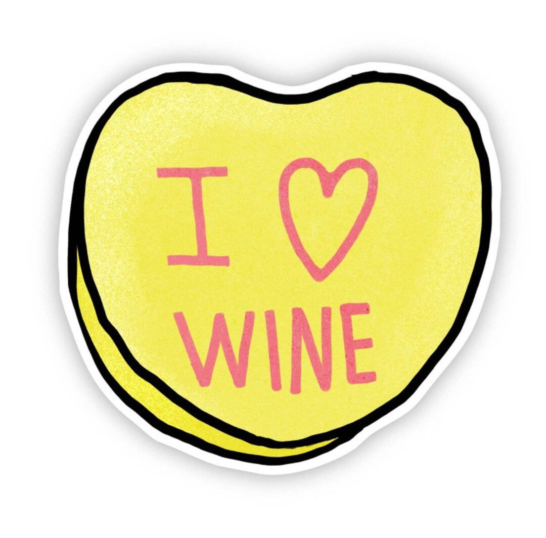 I Love Wine Candy Heart Vinyl Sticker - Etsy | Etsy (US)