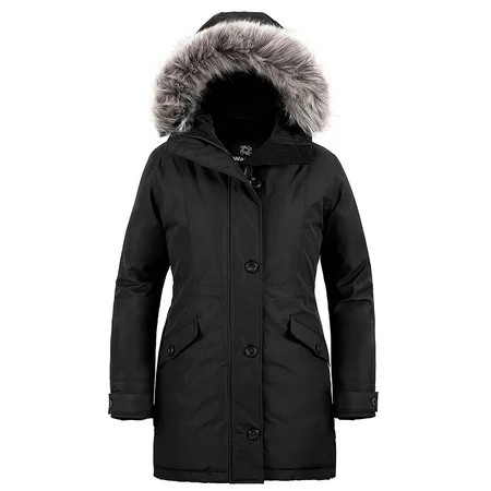 Wantdo Women s Winter Coat Quilted Winter Jacket Long Parka Jacket Black S | Walmart (US)