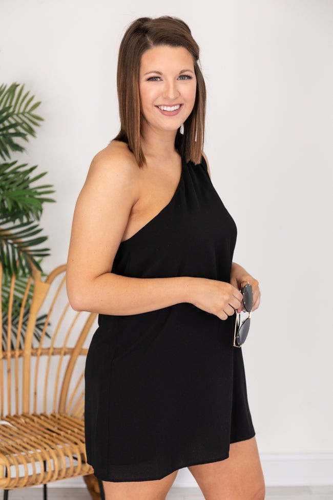 Thriving All Night Black One Shoulder Dress | Pink Lily