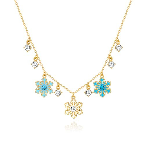 ENSKEFEN Christmas Necklace for Women White Blue Crystals Snowflake Necklace Novelty Xmas Winter Snow Charm Necklace Statement Festive Christmas Jewelry | Amazon (US)