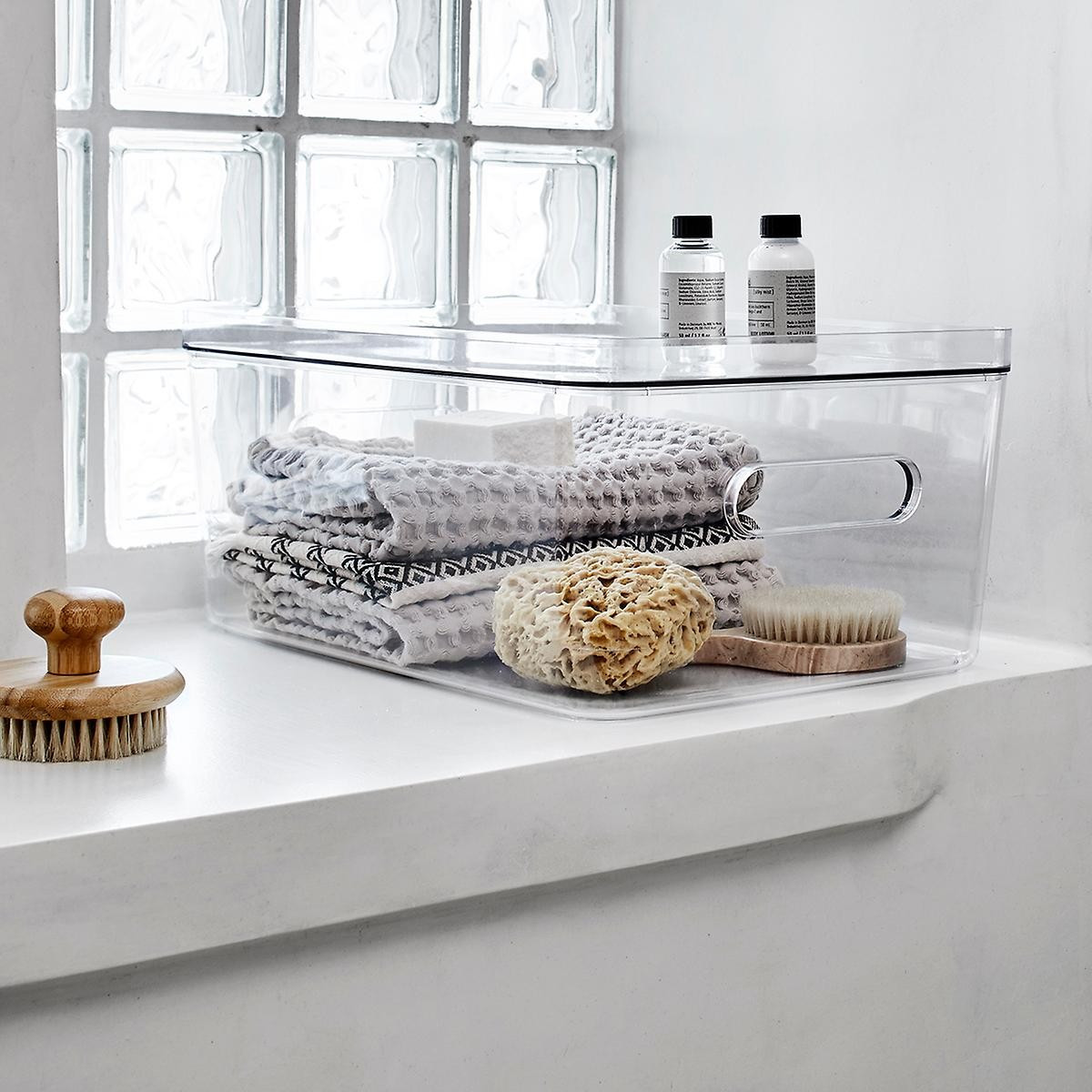 SmartStore X-Small Compact Plastic Bin w/Handles Clear | The Container Store