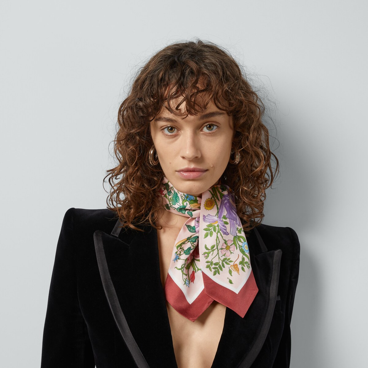 Floral print silk neck bow | Gucci (US)