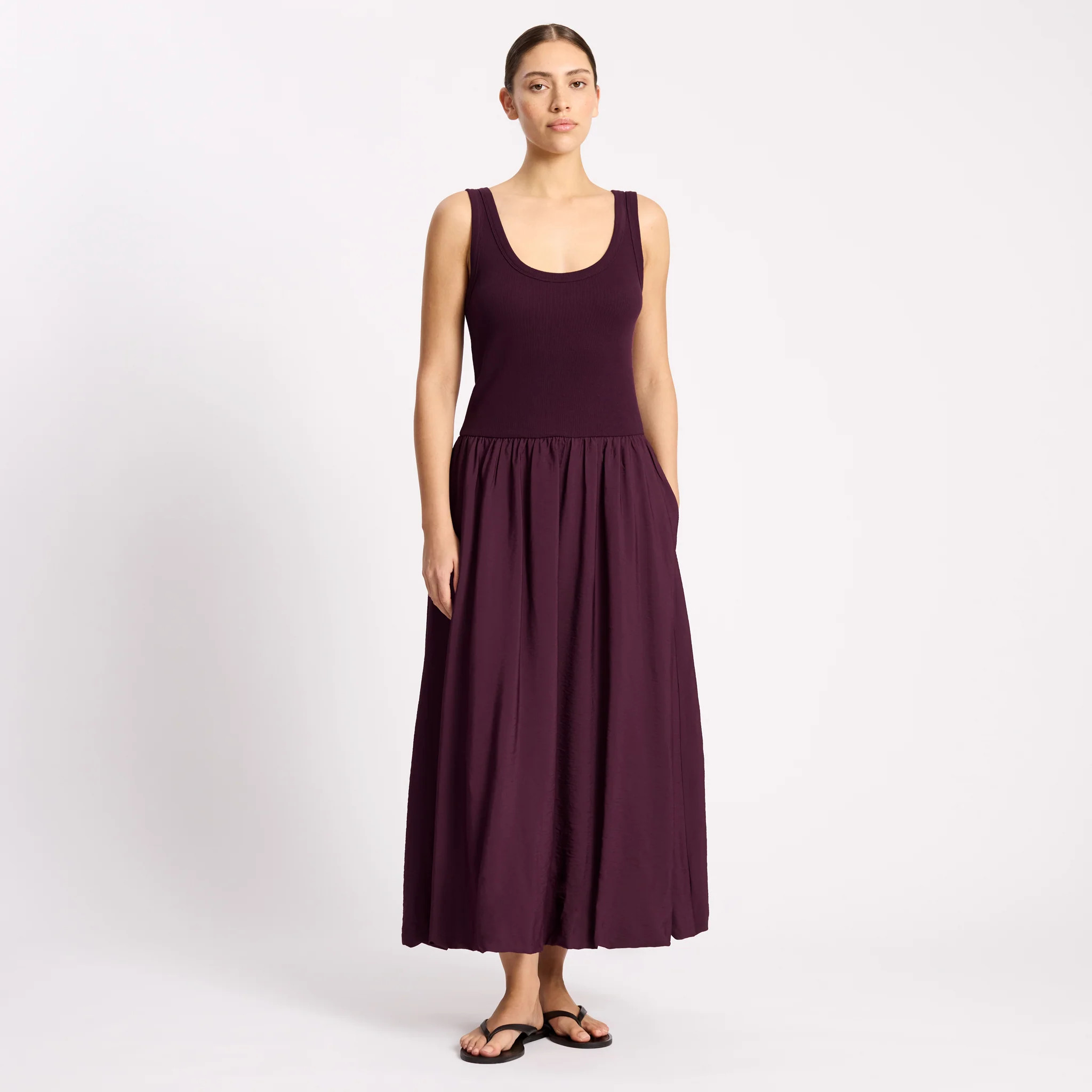 Bubble Hem Vest Dress Fig | Albaray
