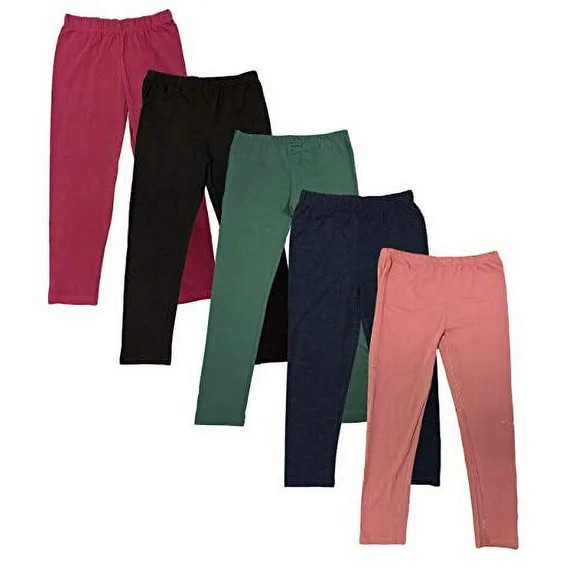 MISS POPULAR 5-Pack Girls Leggings Sizes 4-16 Soft Comfortable Cotton Spandex with Elastic Waistb... | Walmart (US)