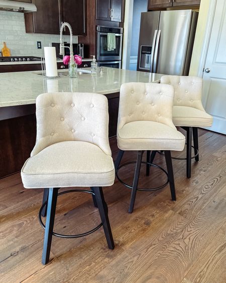 Hello new bar stools! 

We loved these ones because you could easily choose the quality of chairs you wanted (1, 2, 3, or 4) and they came in a few colors (cream, navy, grey, or brown). They also have 360 swivel, solid wood base, and metal footrest (I think I’m gonna paint this part gold!)



#LTKSeasonal #LTKstyletip #LTKhome