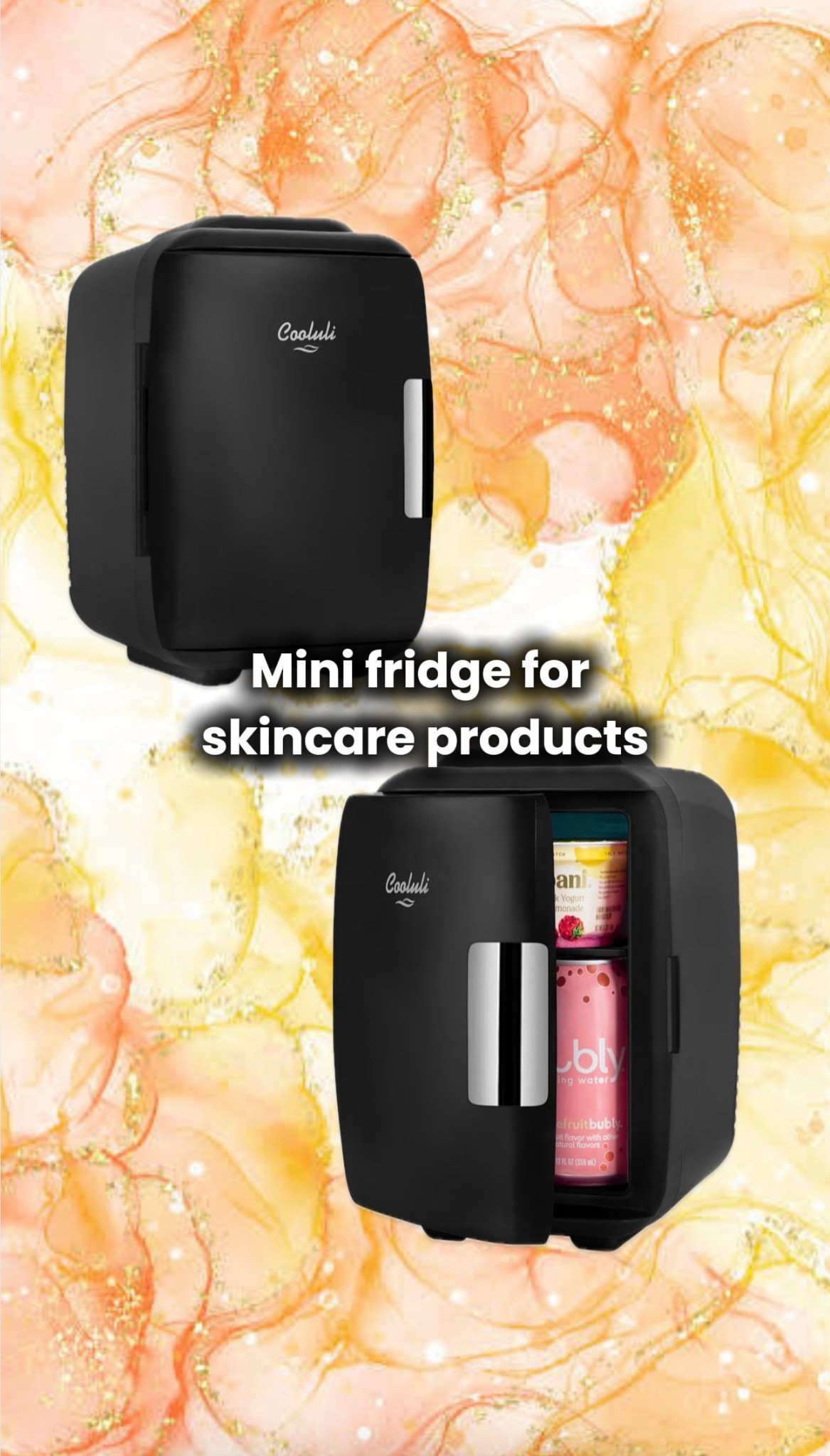 A cute little mini fridge to keep your skincare products chilled! Comes in cute little colors & even a cow print! 