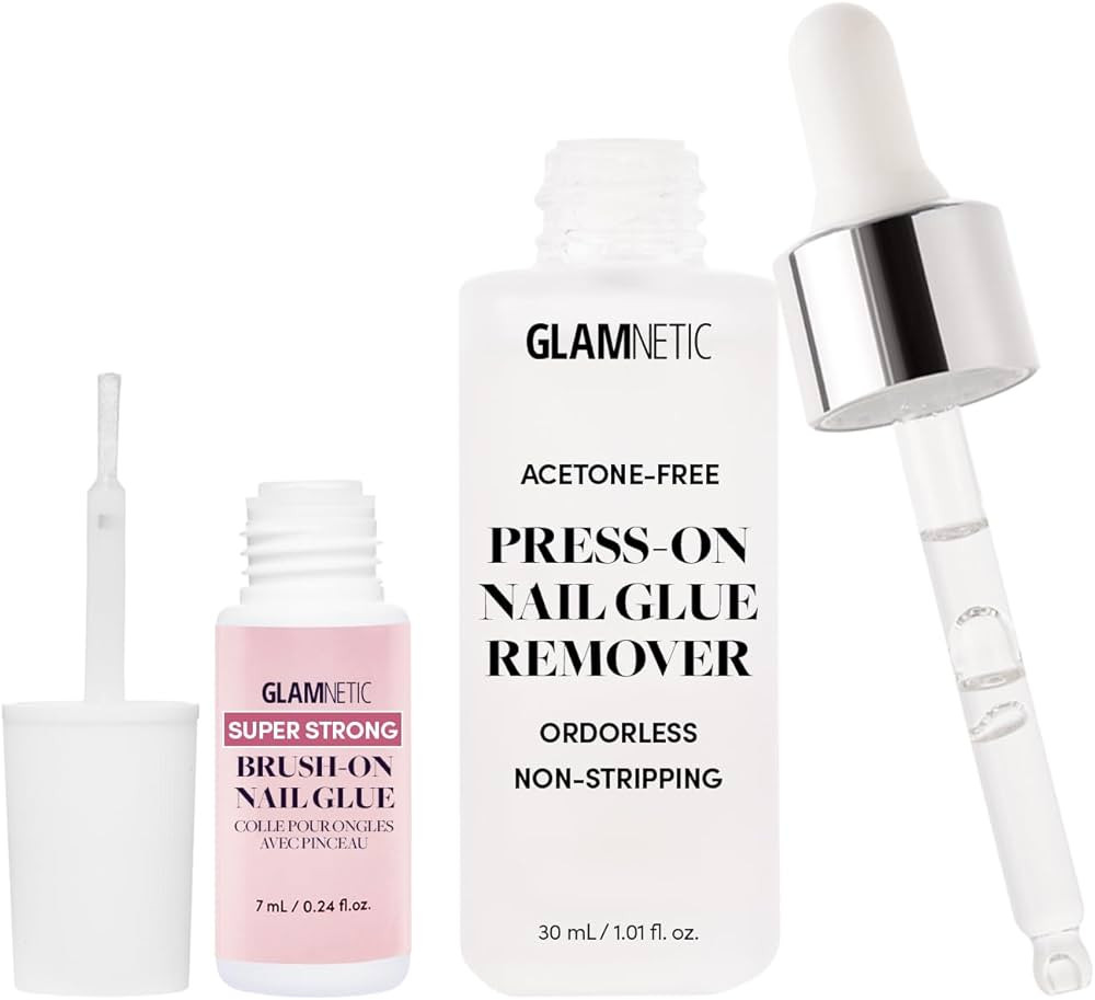 Glamnetic Super Strong Brush On Glue and Press On Nail Remover | Odorless, No Acetone, Gentle Pre... | Amazon (US)