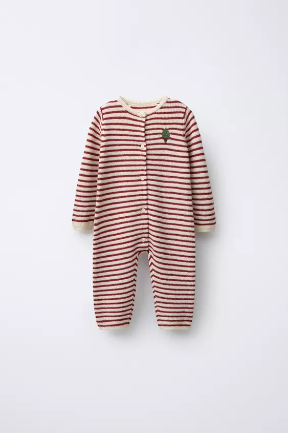 EMBROIDERED TREE KNIT STRIPED JUMPSUIT | Zara US