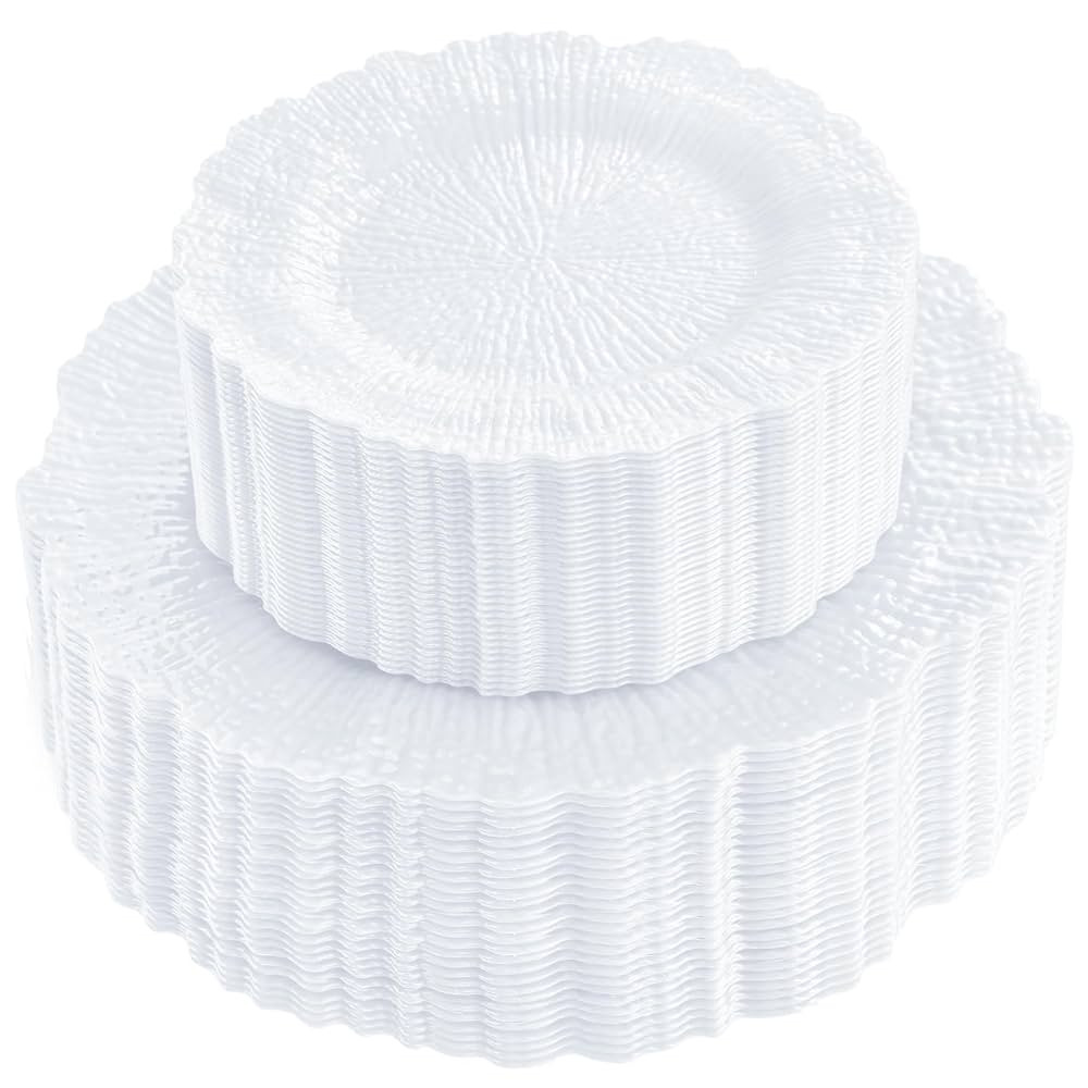 SUT 60PCS White Plastic Plates-Disposable Plates for Party, White Disposable Plates Including 10 ... | Amazon (US)