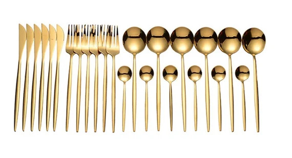 Little Oaks Table ware golden tableware 24pcs 18/10 stainless | Etsy | Etsy (US)