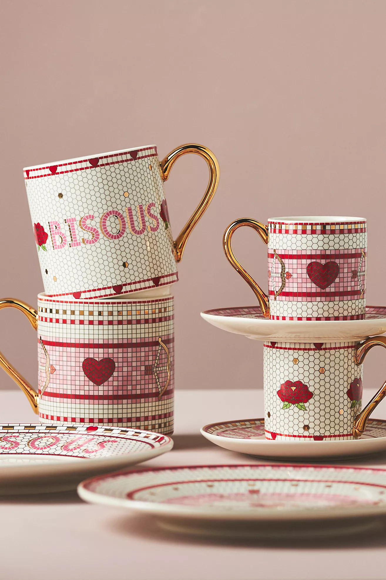 The Bistro Tile Stoneware Dessert Plate: Valentine's Edition | Anthropologie (US)