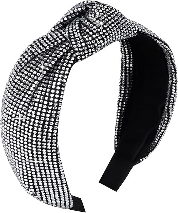 YISSION 1 PC Sparky Knotted Headband Rhinestone Headband Wide Beaded Headbands for women Non Slip... | Amazon (US)